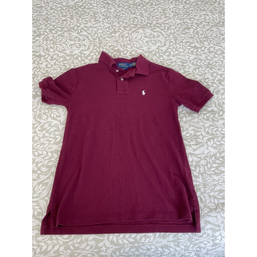 Polo Ralph Lauren Polo Shirt Boys Kids 10-12 Burgundy Yellow Pony Preppy